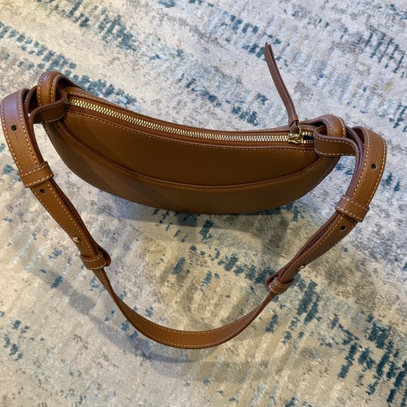 POLÈNE Numéro Dix Textured Camel Leather Crescent Shoulder Crossbody Bag - Picture 6 of 11